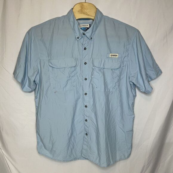 Magellan Outdoors Fish Gear Shirt- Size 2XL- Light Blue -Short Sleeve- Vented - Picture 13 of 16